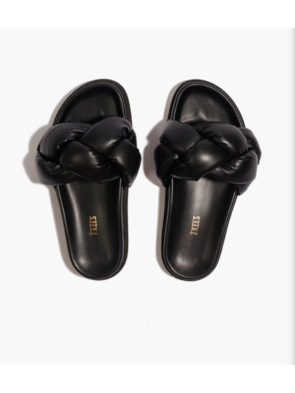 Women's TKEES Black Padded Braided Slide Sandals Size 9